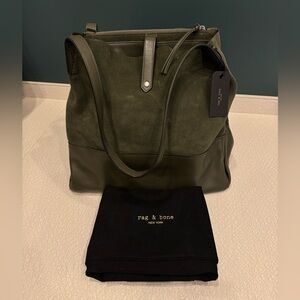 NEW Rag & Bone Olive Suede Leather Passenger Tote 2.0